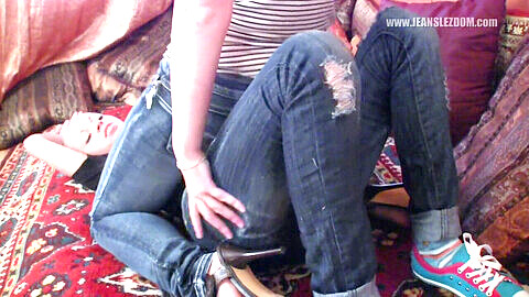 Jeans lesbians, brutal facesitting jeans, facesitting