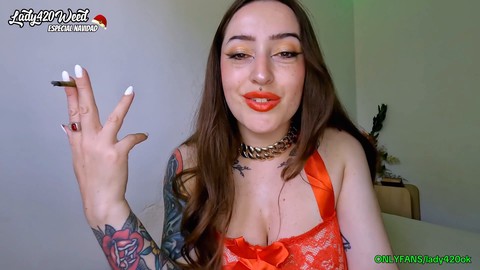 Lenceria roja, tattooed big tits, latina real