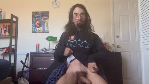 Gay edging, pijas sin cortar, primer plano