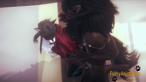 Furry hentai - Beast and Black Cat indulge in a wild fuckfest with creampie finale