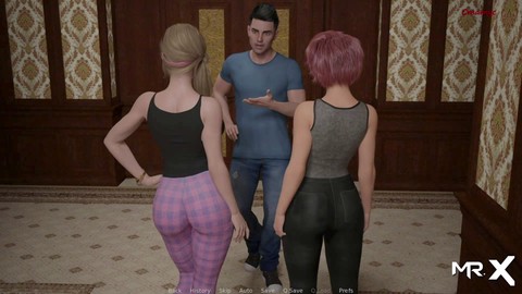 Maman avec de gros seins et ses filles profitant d'un peu de plaisir en solo dans un roman visuel