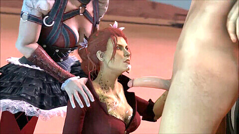 Filles d'Arkham #1 : Catwoman aux gros seins s'associe à une jeune et sexy pour une action anale 3D intense !