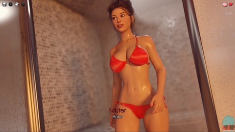 Erwachsenen-Visual-Novel mit einer üppigen Mama.